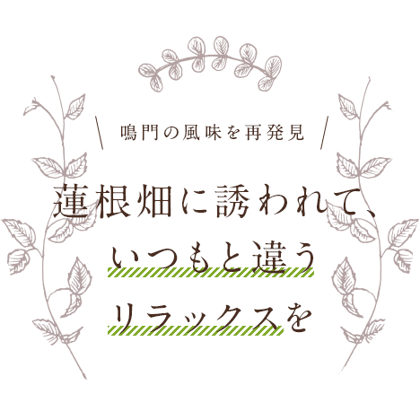 蓮根畑に誘われて、いつもと違うリラックスを鳴門の風味を再発見